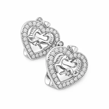 Ezüst szív alakú lovas fülbevaló