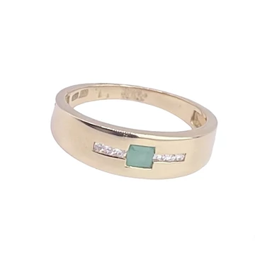 Arany gyűrű smaragd- gyémánt köves