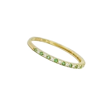 Zöld-fehér köves Ságra arany gyurű