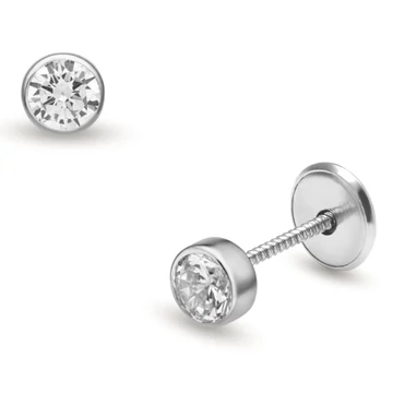 Fehér arany csavaros végű baba fülbevaló