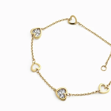 Szíves vésettt arany karlánc 