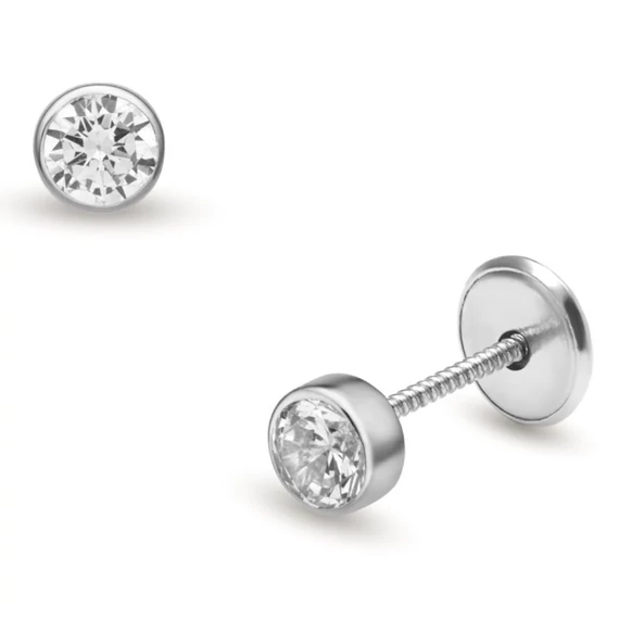 Fehér arany csavaros végű baba fülbevaló