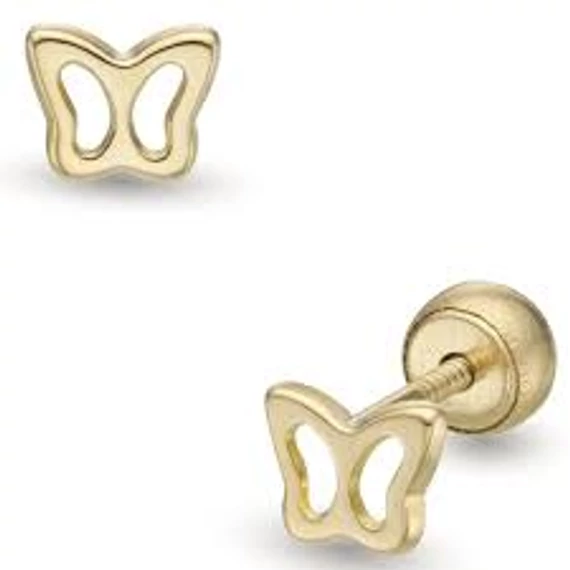 Fehér arany csavaros végű baba pillangó  fülbevaló