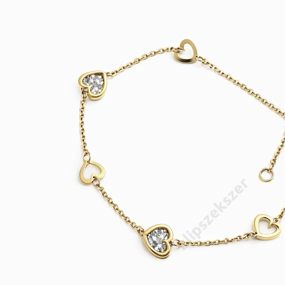 Szíves vésettt arany karlánc 